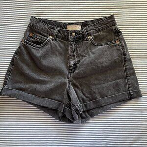 Topshop | Gray cuffed denim mom shorts